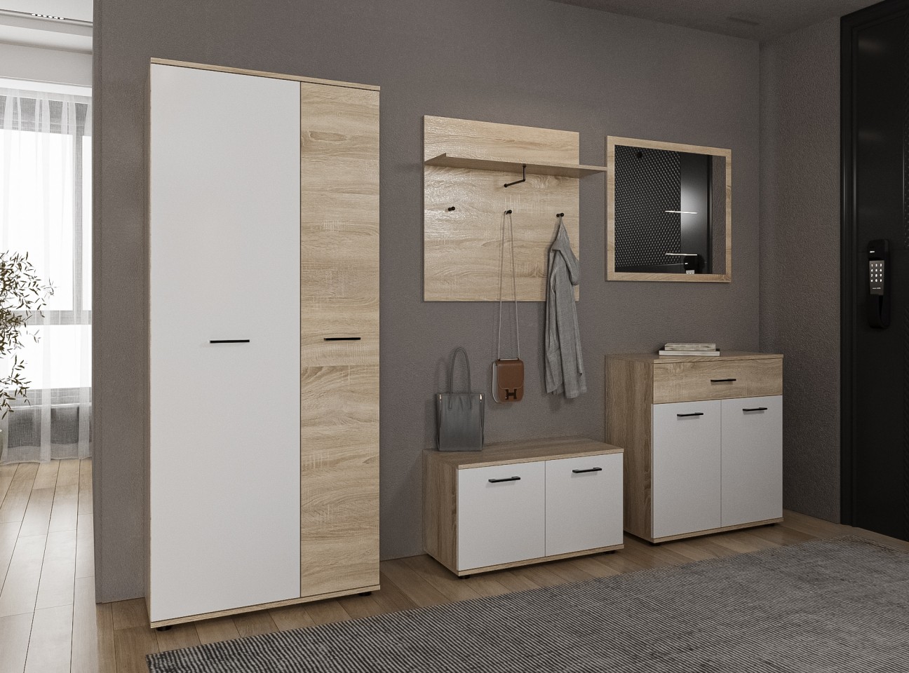 Шафа гардеробна Irys 1, розпашна шафа для одягу, 2х дверна